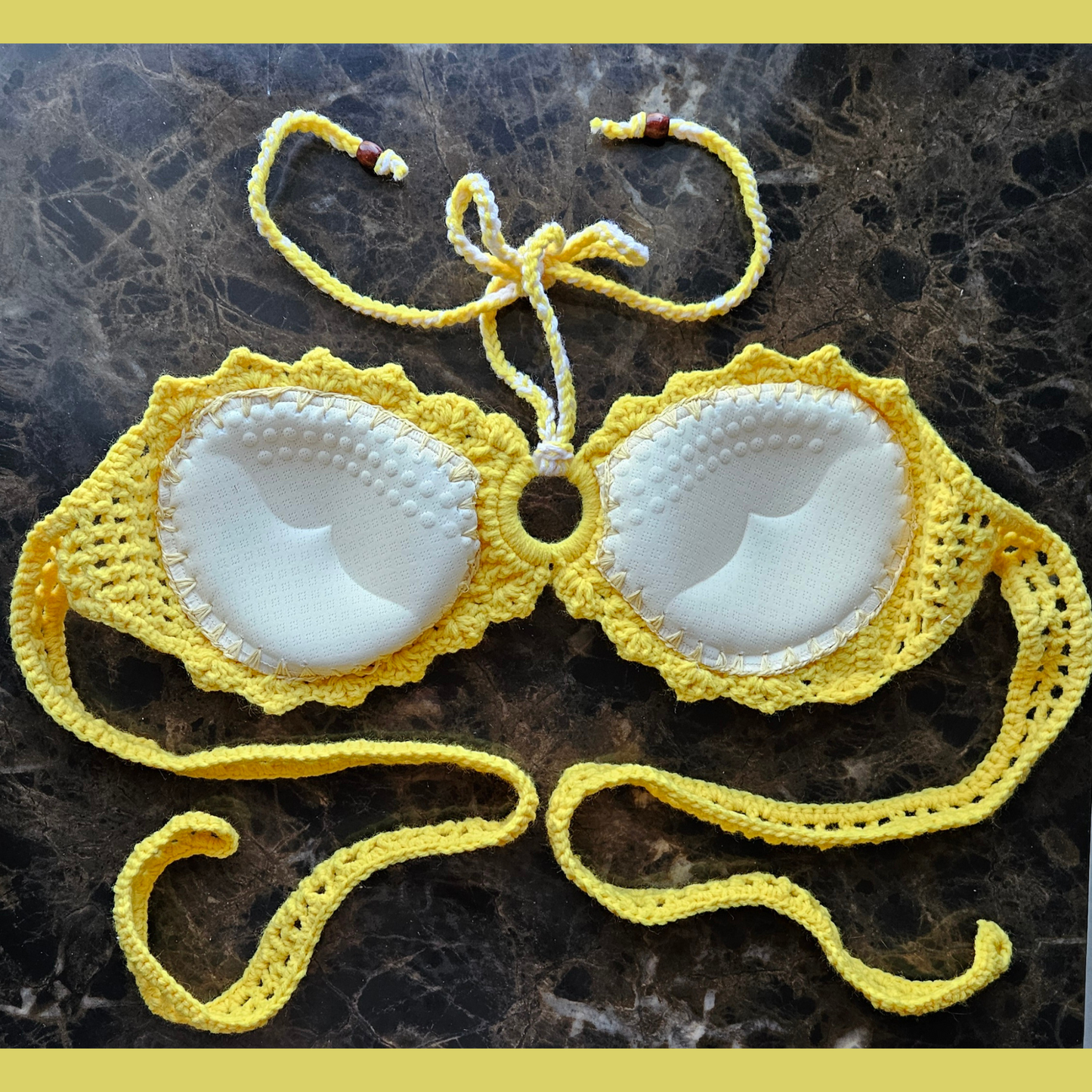 Sunset Yellow Bandeau Crochet Top back