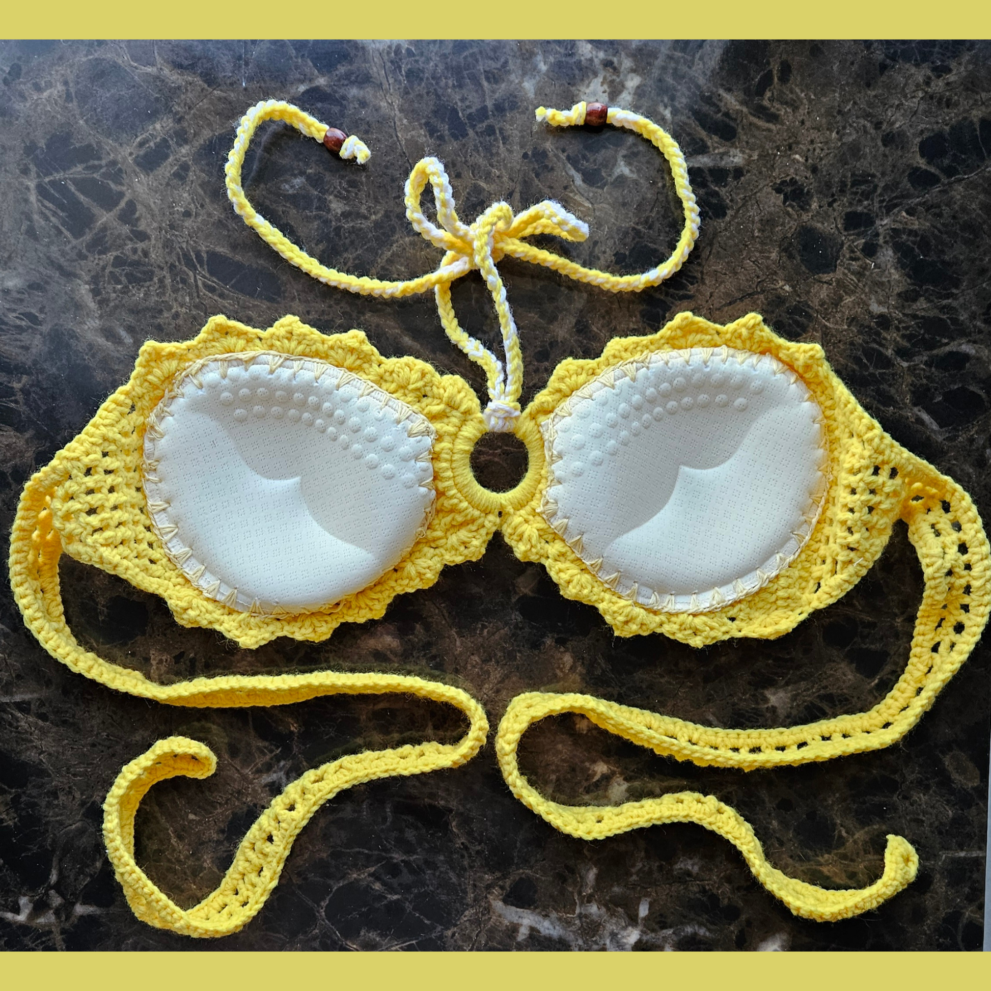 Sunset Yellow Bandeau Crochet Top back