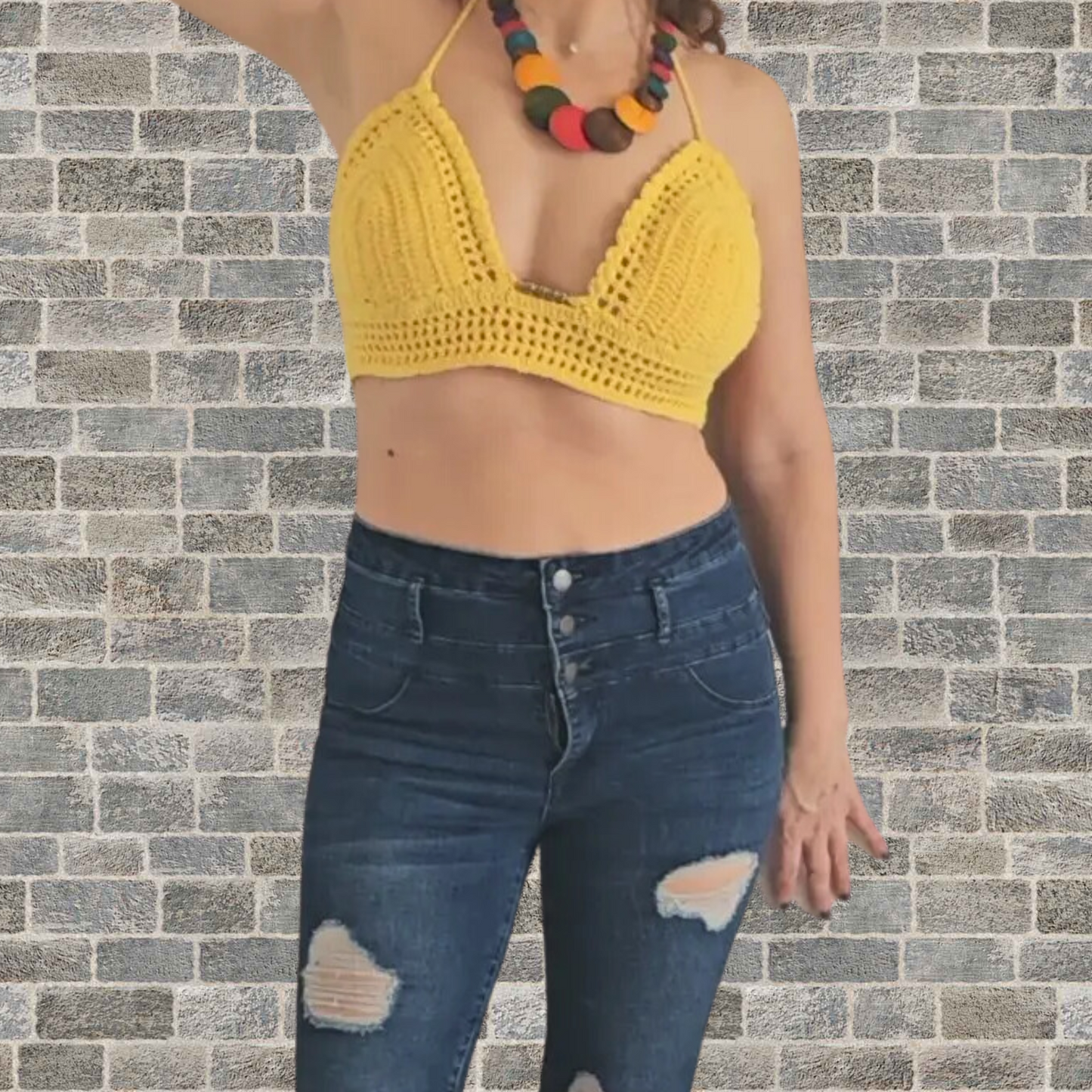 Crisscross Halter Crochet Cropped Top