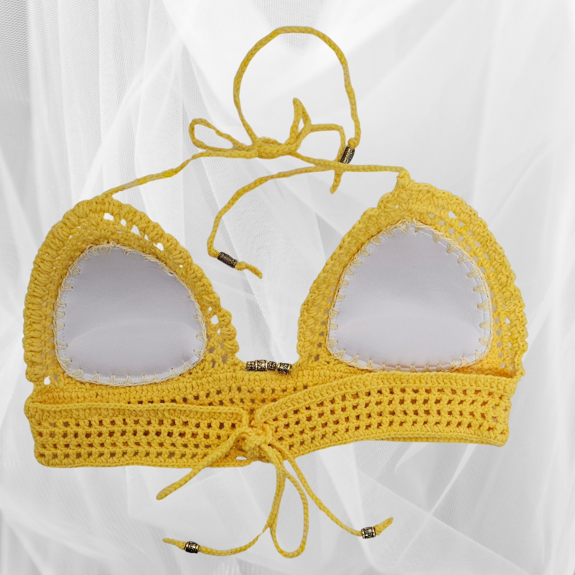 Sunshine Crisscross Crochet Cropped Top back