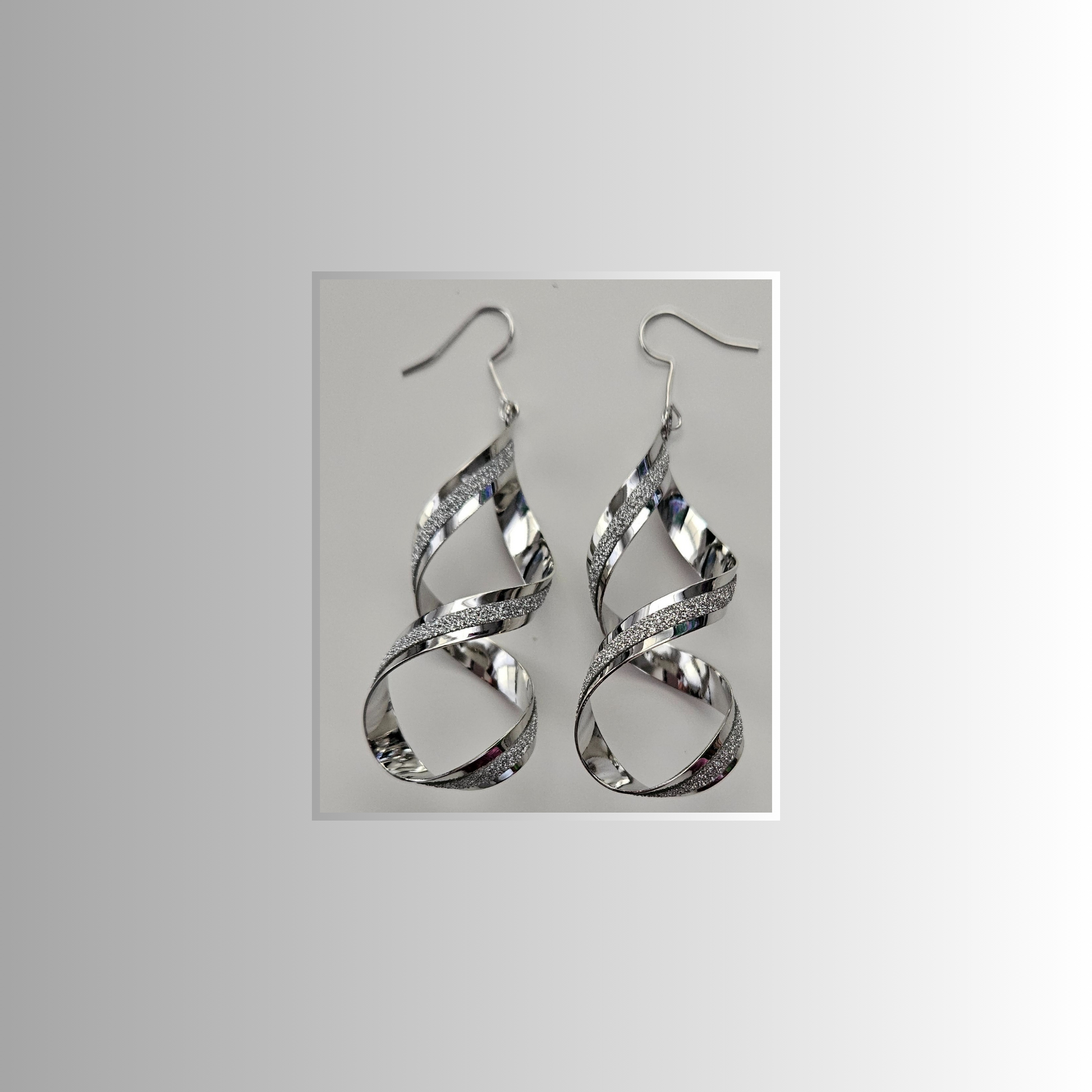 Swirl Silver Drop Statement Earrings