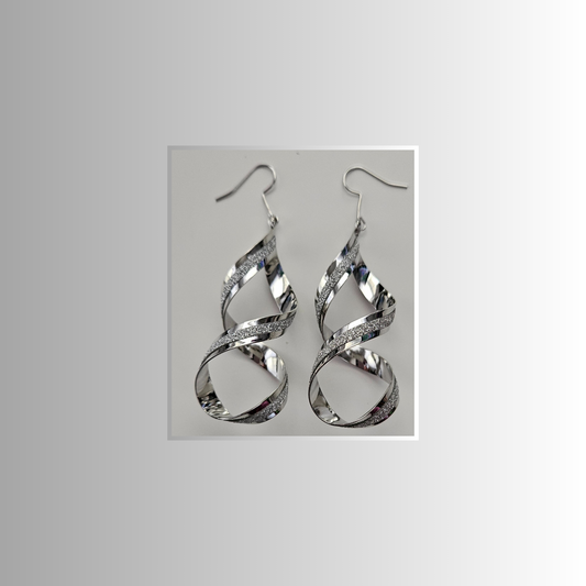 Swirl Silver Drop Statement Earrings