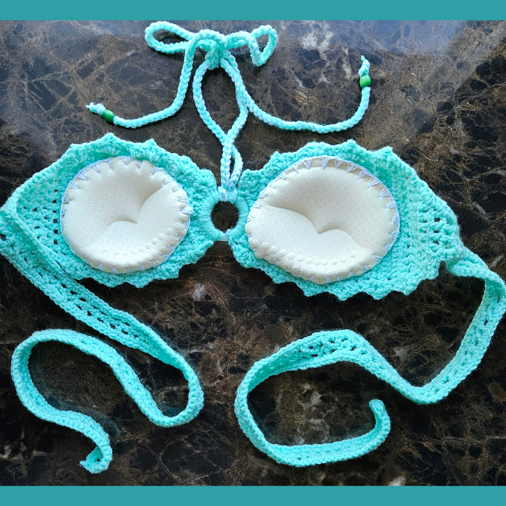 Teal Breeze Bandeau Crochet Top back