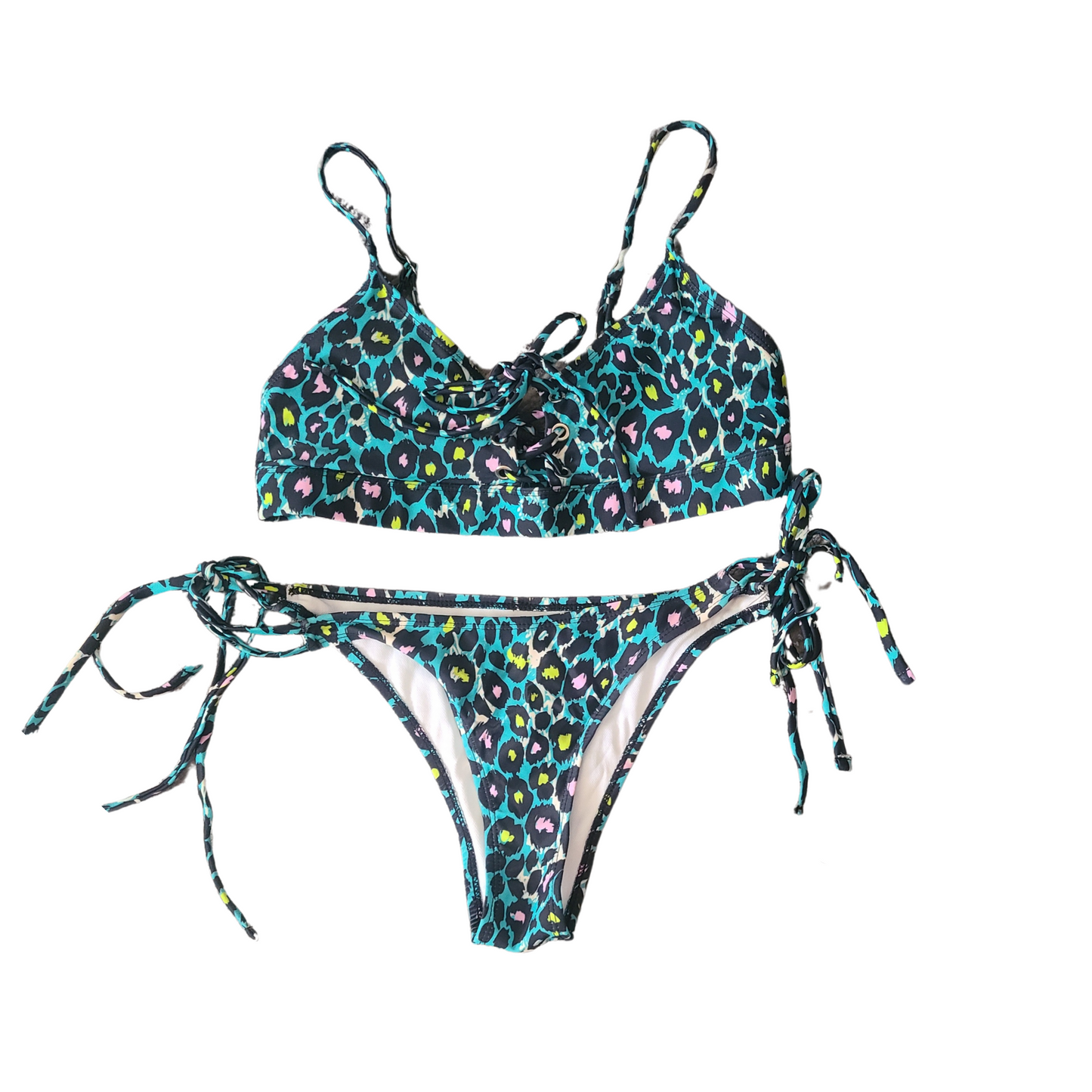 Turquoise Cheetah Bikini Set Turquoise