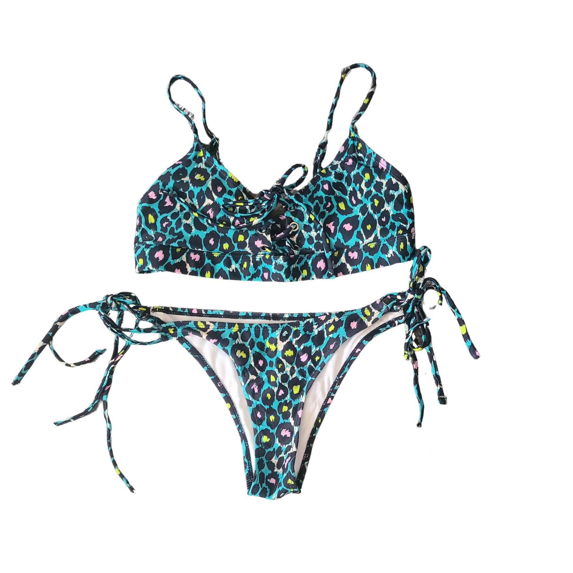 Turquoise Cheetah Bikini Set Turquoise