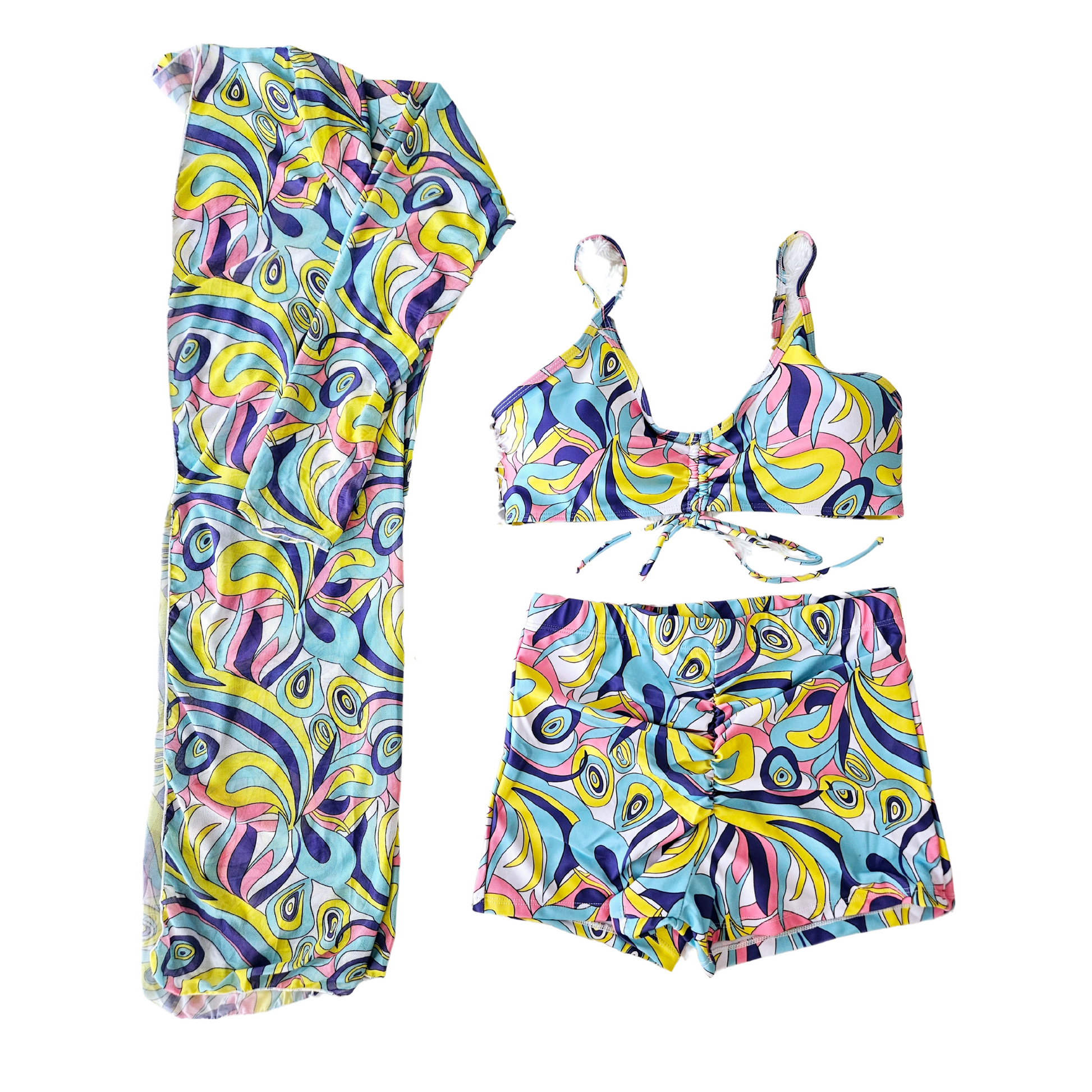 Vintage Paisley 3-Pieces Boyleg Bikini Set images