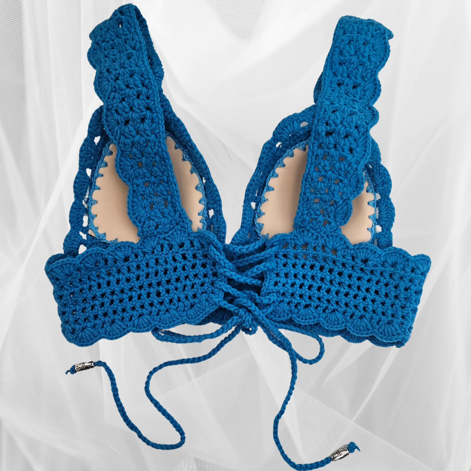 Vivid Blue Crochet Shoulder Straps Top back