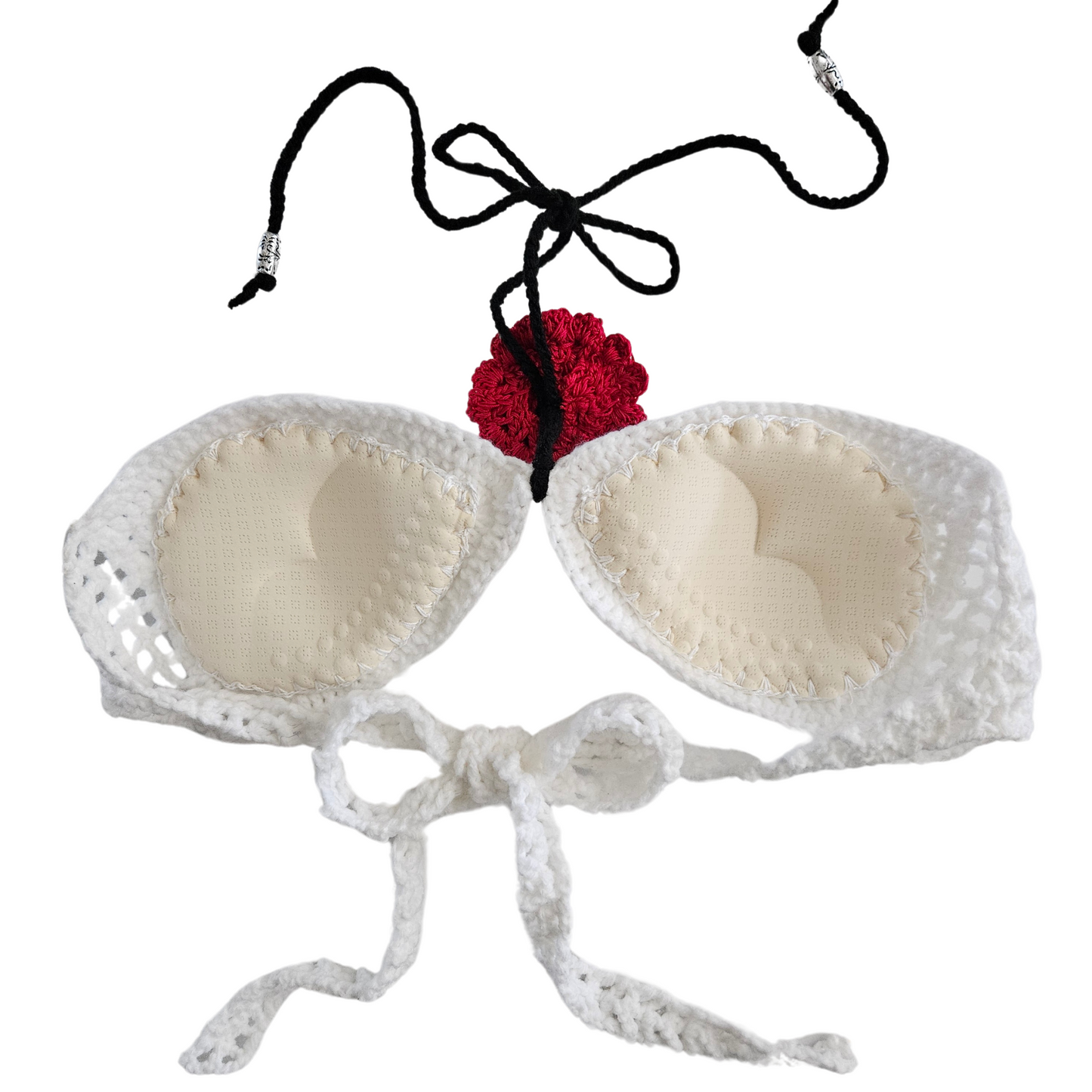 White Radiant Bloom Crochet Bandeau Top back