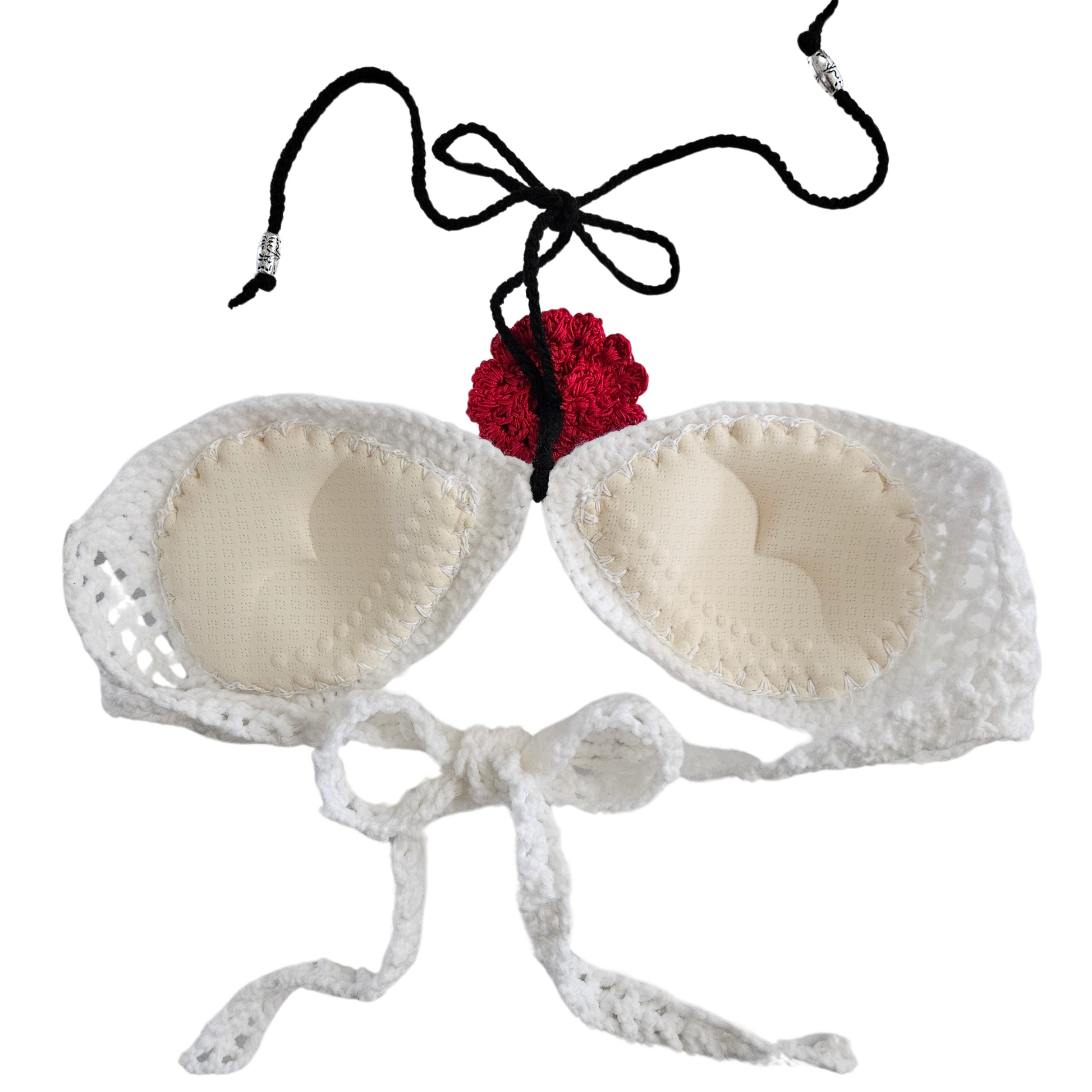 White Radiant Bloom Crochet Bandeau Top back