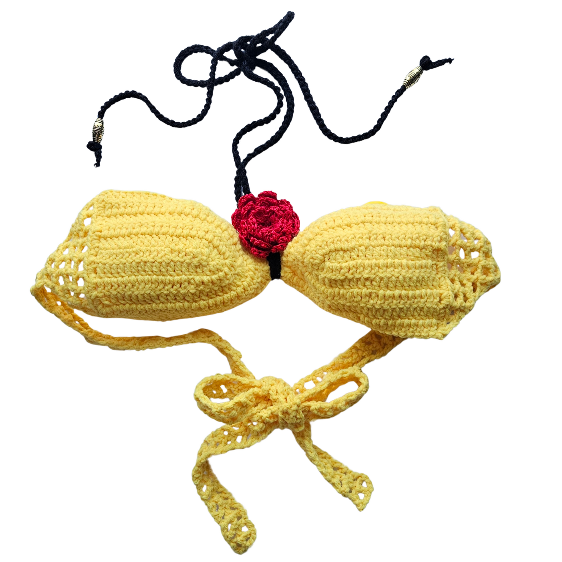 Yellow Radiant Bloom Crochet Bandeau Top Front