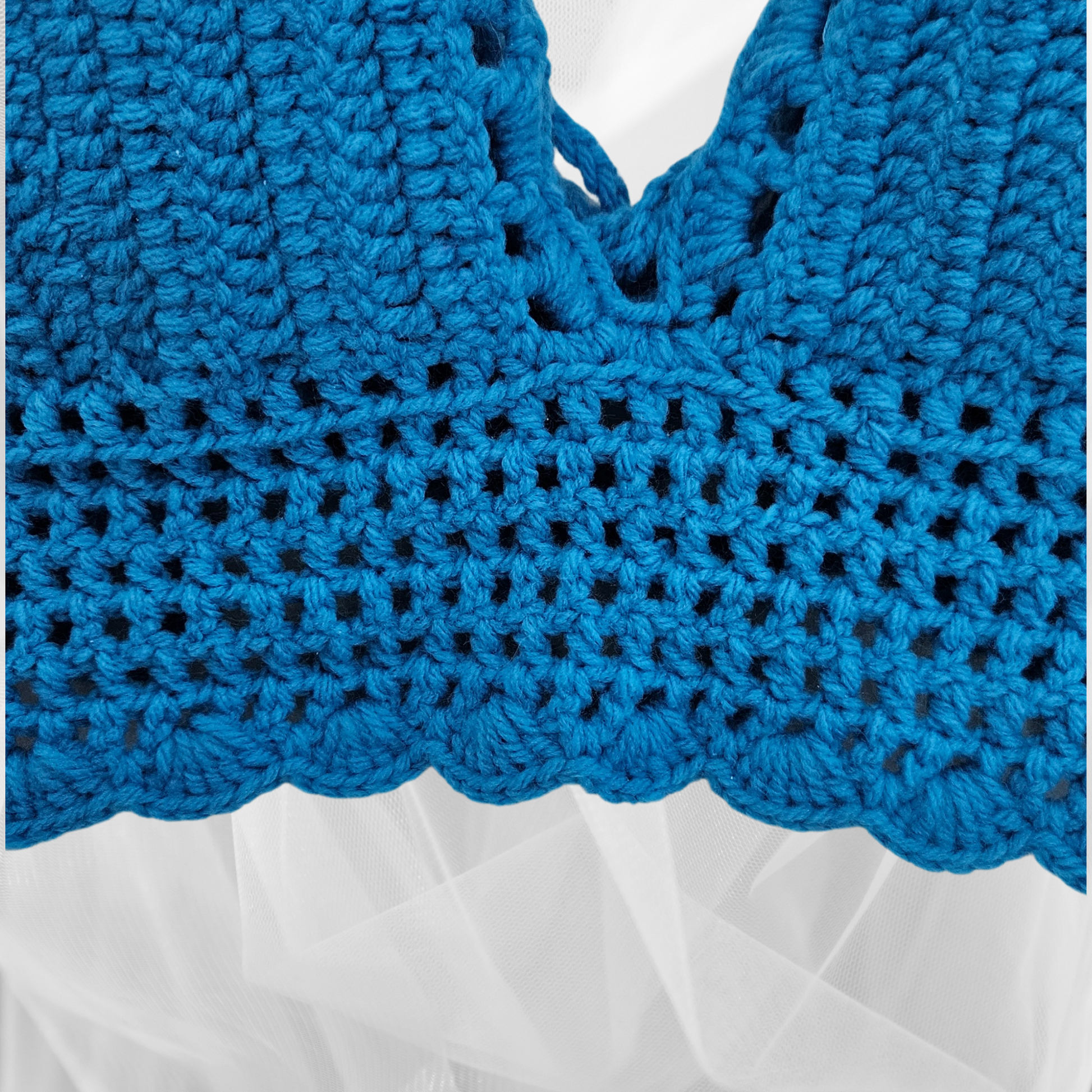 shell stitch crochet top detailing