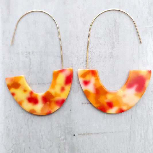 Half Large Moon Hoop Earrings