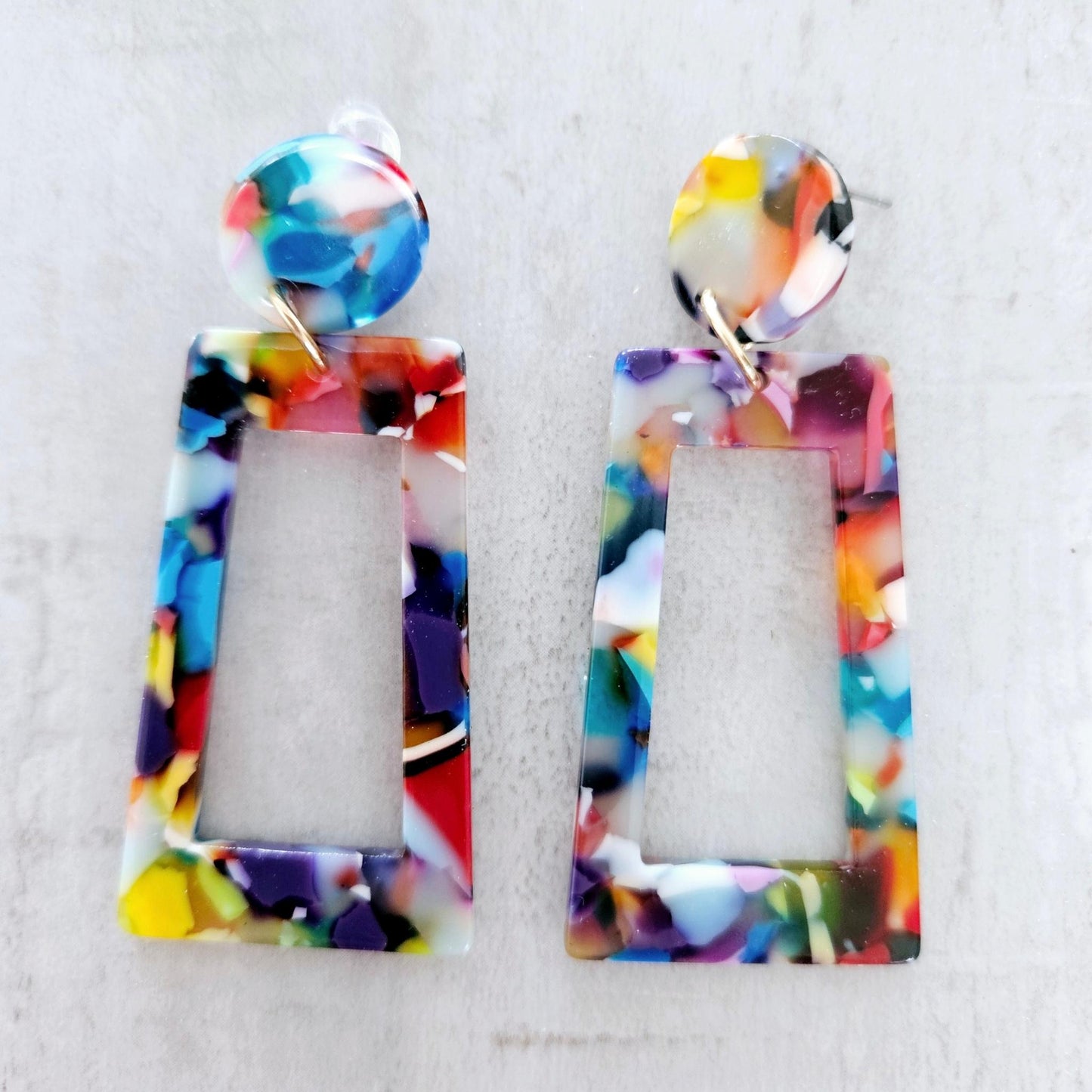 Trendy Square Tortoiseshell Drop Earrings