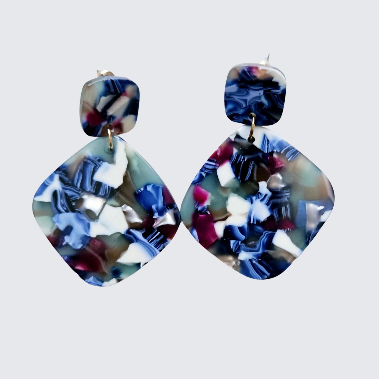 Blue Marble Drop Earrings