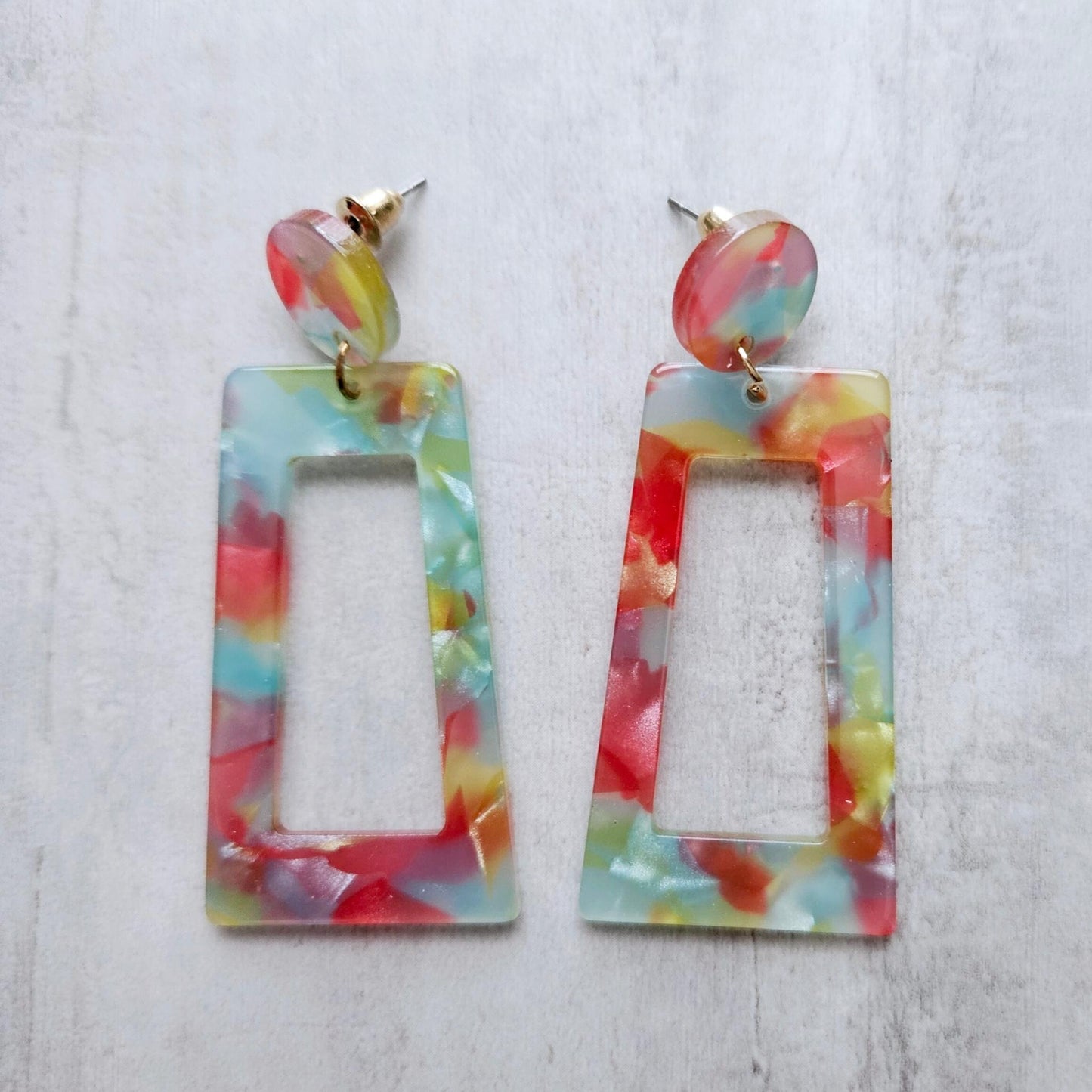 Trendy Square Tortoiseshell Drop Earrings