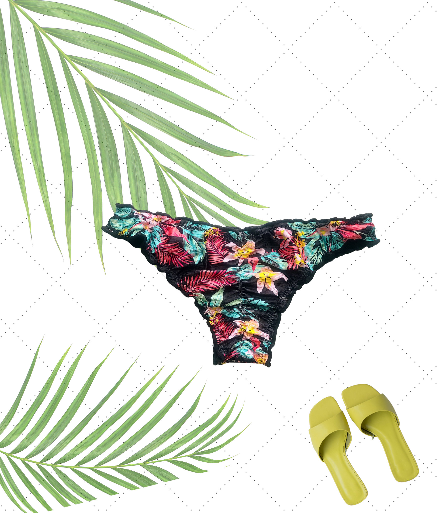 Ruffed Black Floral Bikini Set