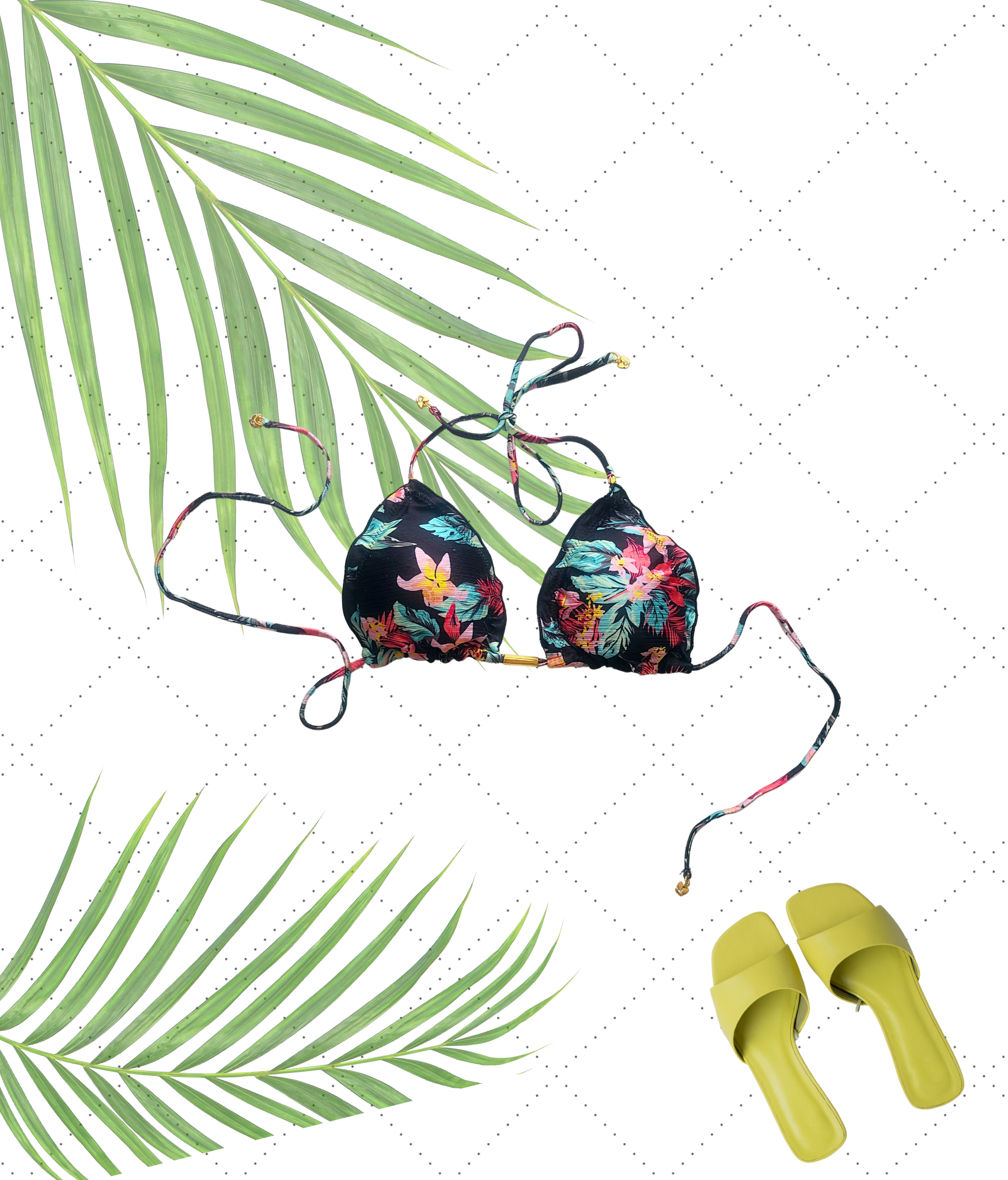 Ruffed Black Floral Bikini Set