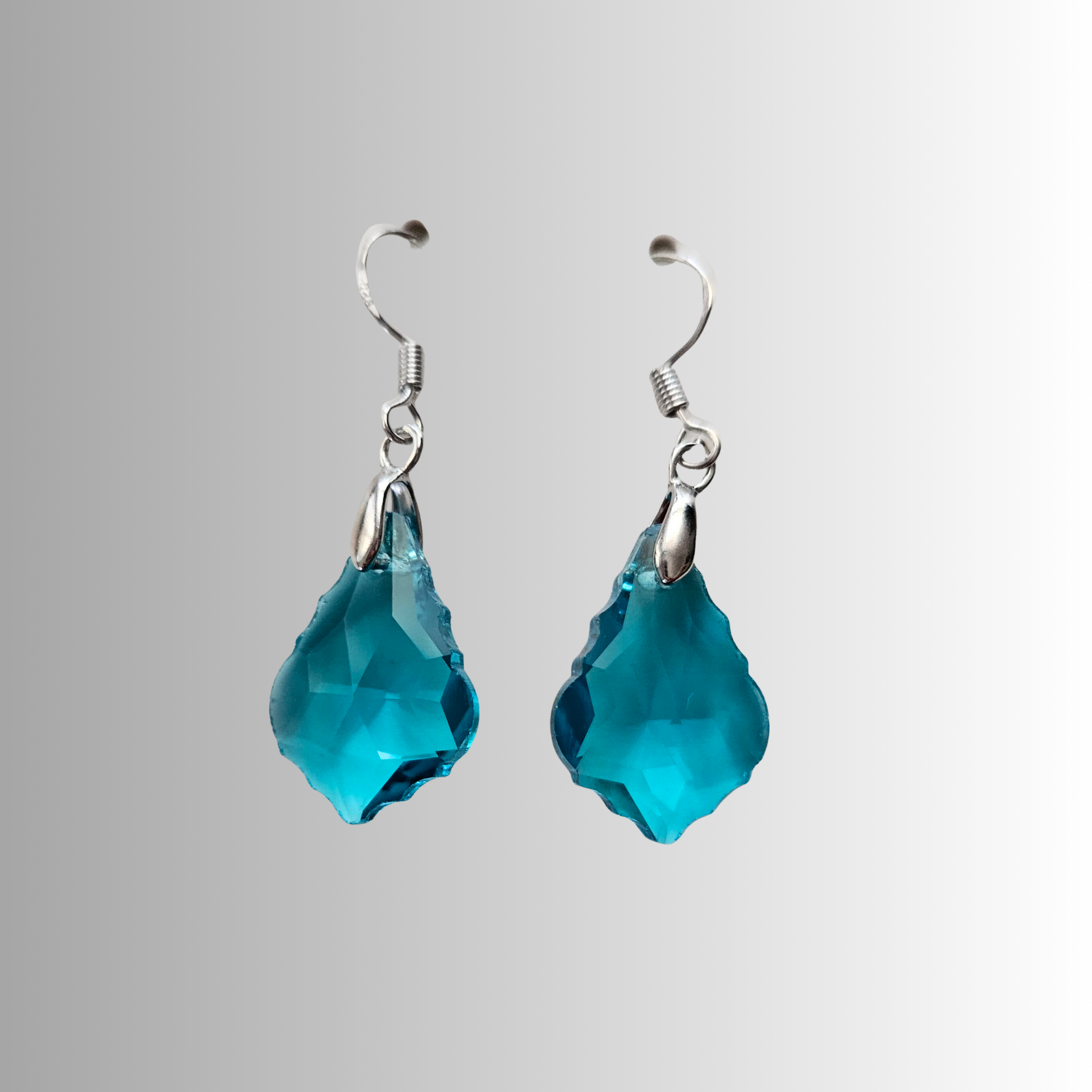 Aqua Blue Crystal Dangle Drop Earrings - Elegant Women's Jewelry