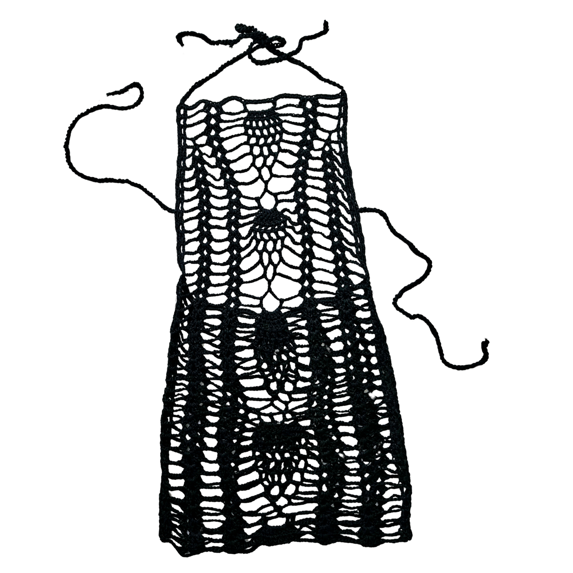 Black Knitted Crochet Dress Cover-Up