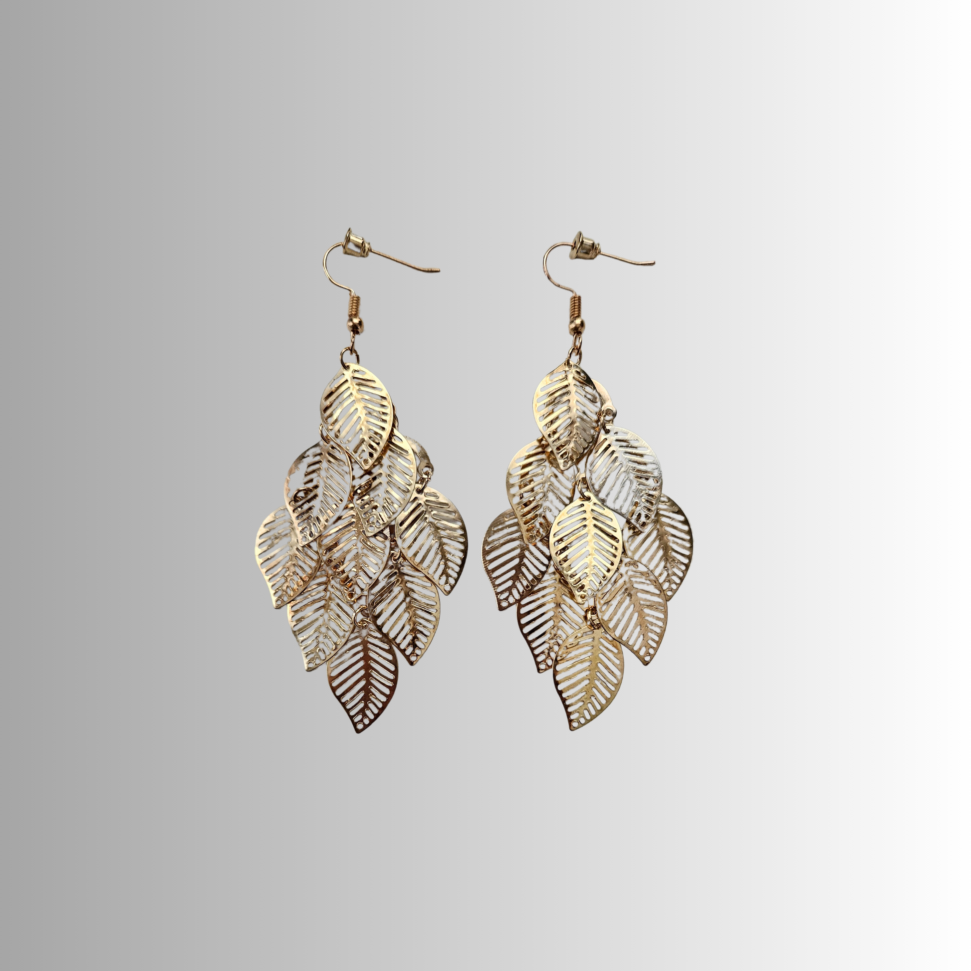 Gold Leaf Dangle Earrings - Rita Rosa Brazilian Beachwear