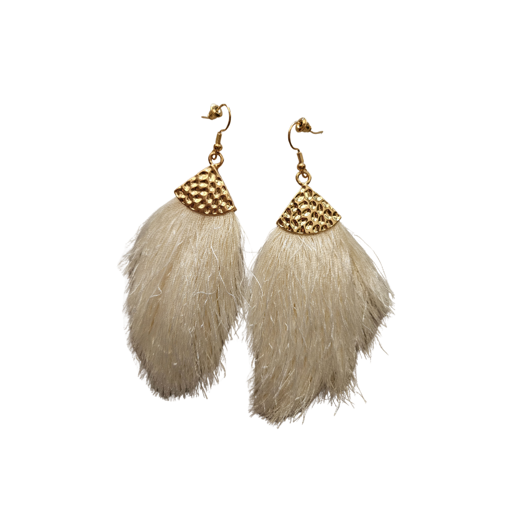Off-white gold tassel cone-shaped earrings