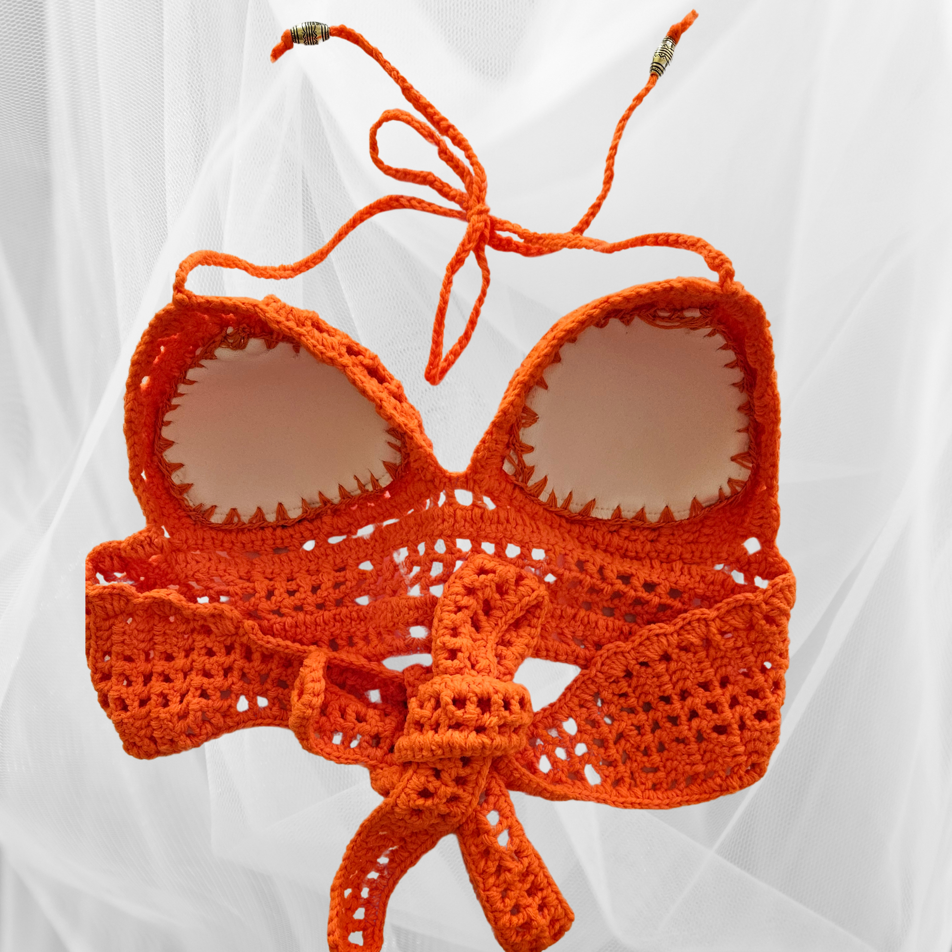 Orange Crochet Lace Top back