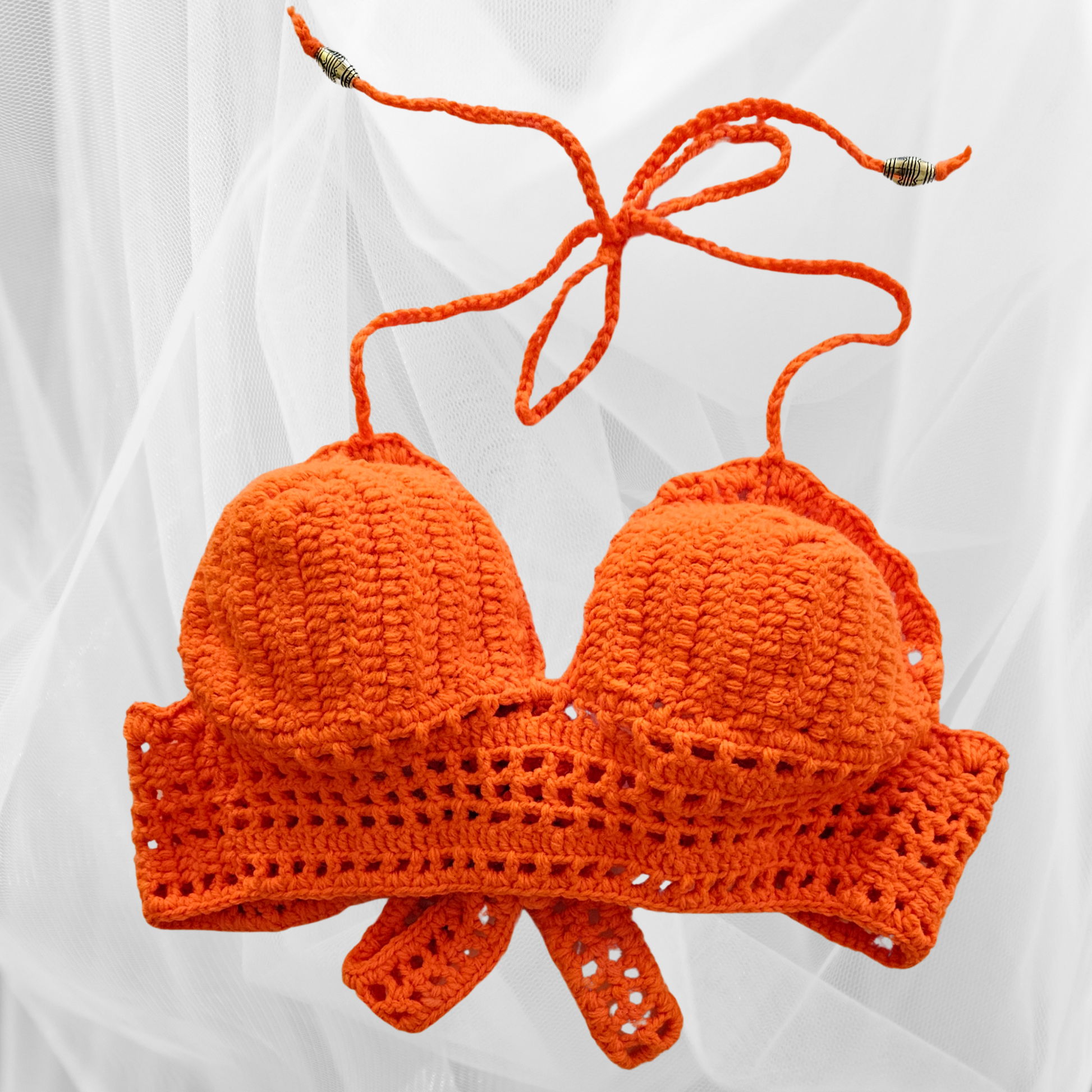 Orange Crochet Lace Top front2