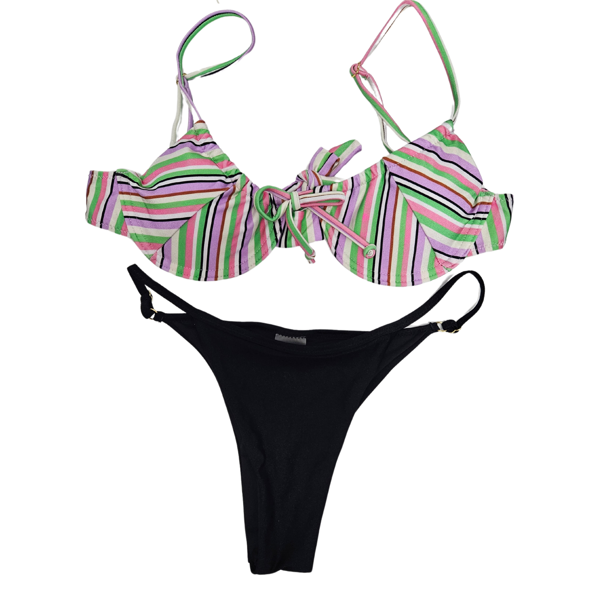 Purple Striped Underwire Cup Bikini Set by Rita Rosa