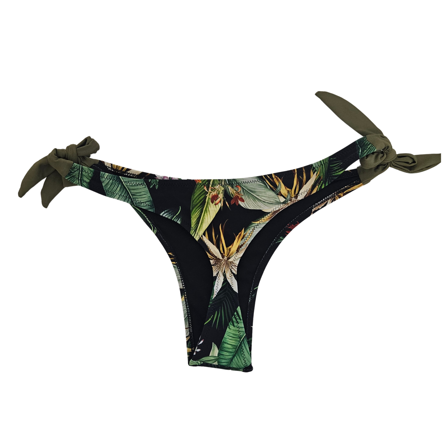Rainforest Underwire Triangular Thong Bikini Set-Dark Green back bottom image
