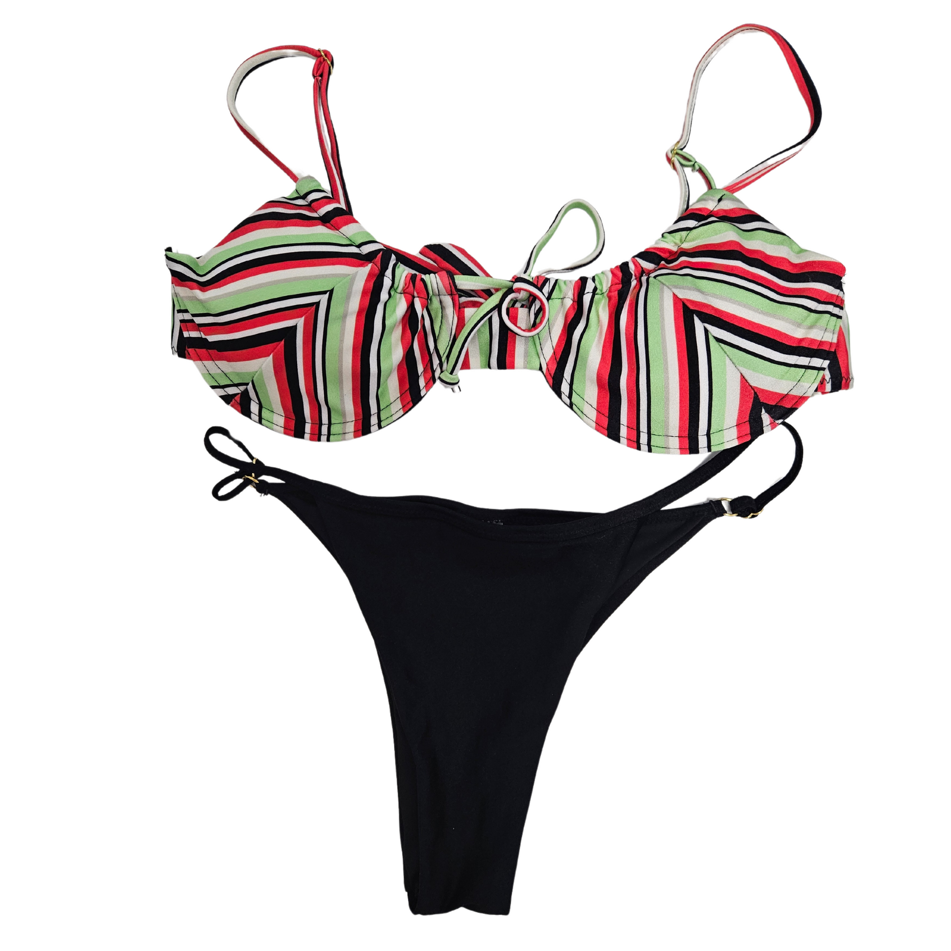 Red Striped Underwire Cup Bikini Set by Rita Rosa