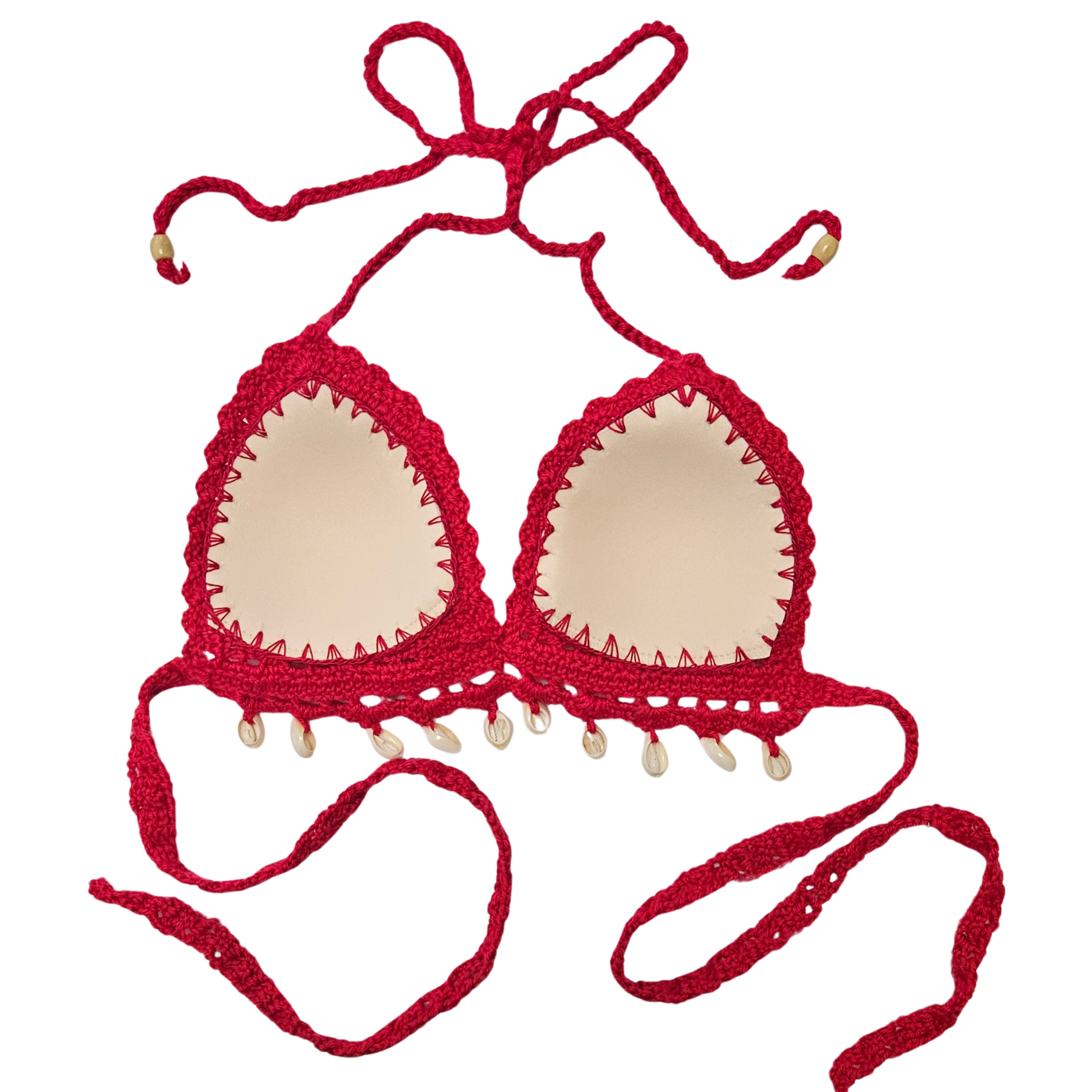 Ruby Seashell Crochet Cropped Top padded cup view
