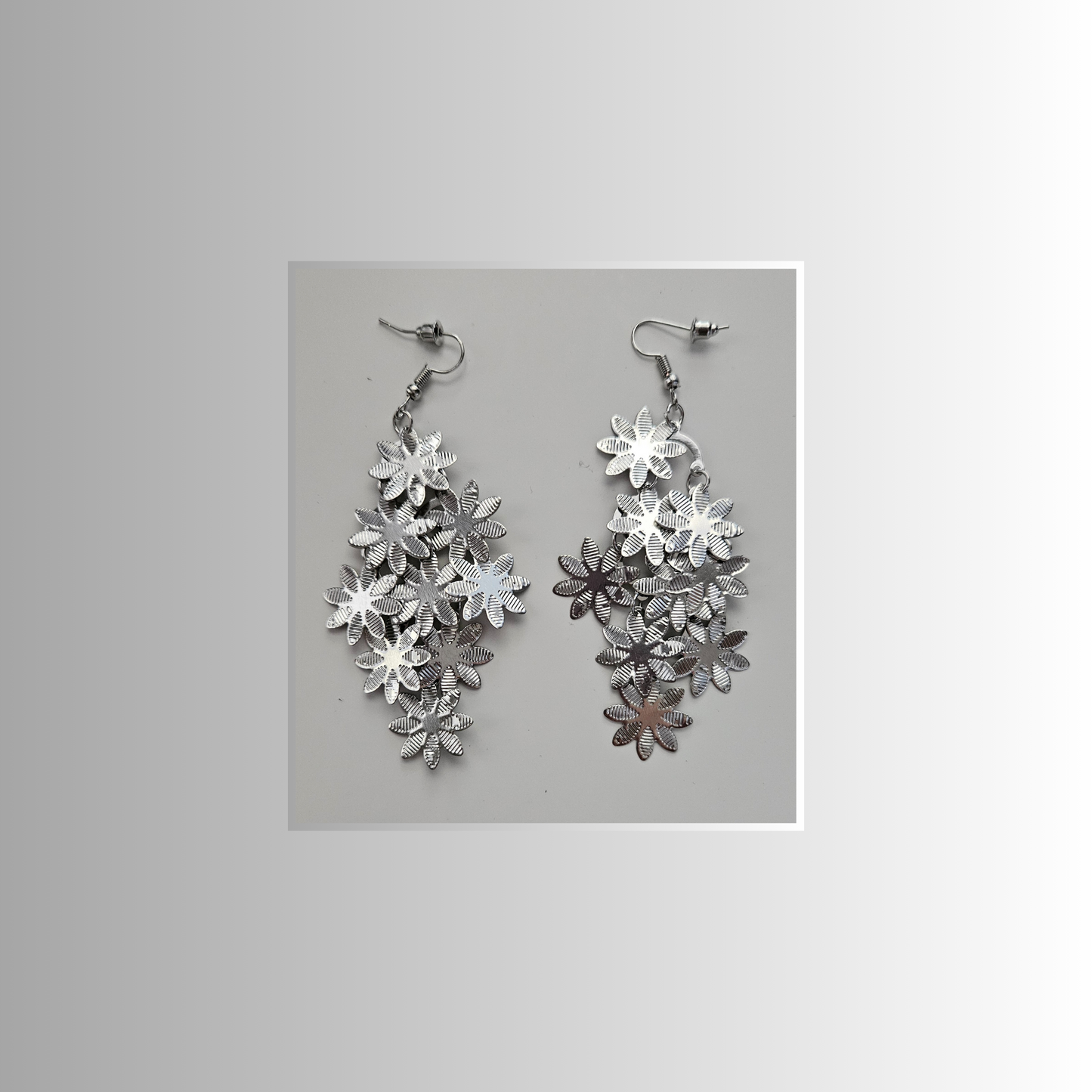 Silver Flowers Dangle Earrings