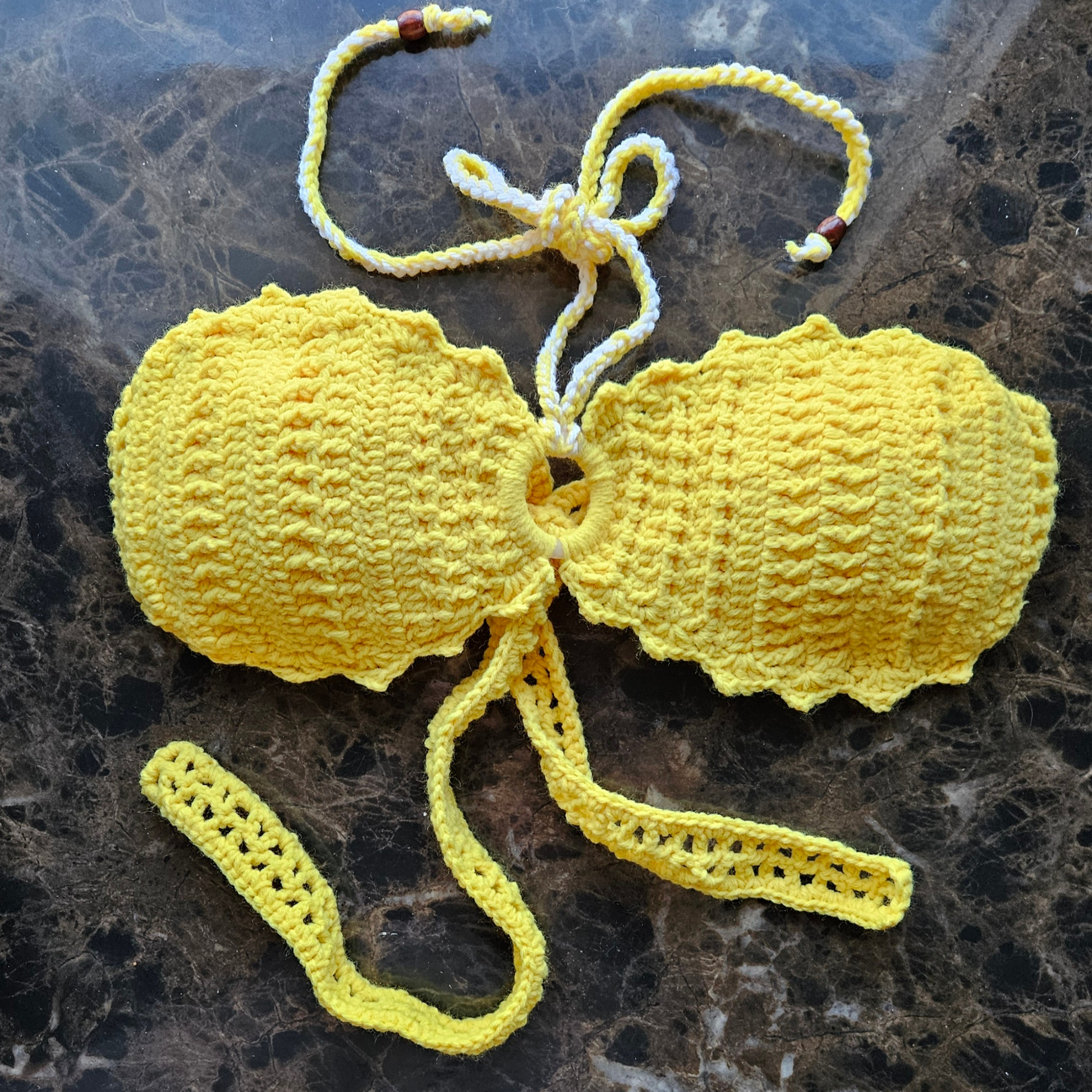 Sunset Yellow Bandeau Crochet Top front2