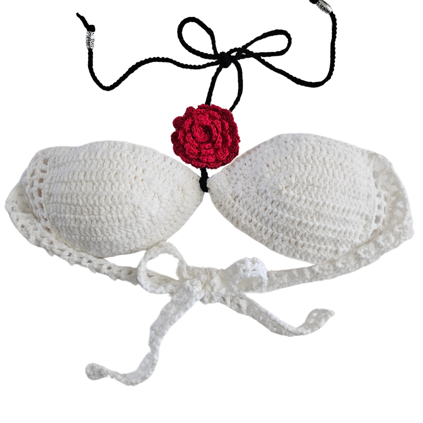 White Radiant Bloom Crochet Bandeau Top Front