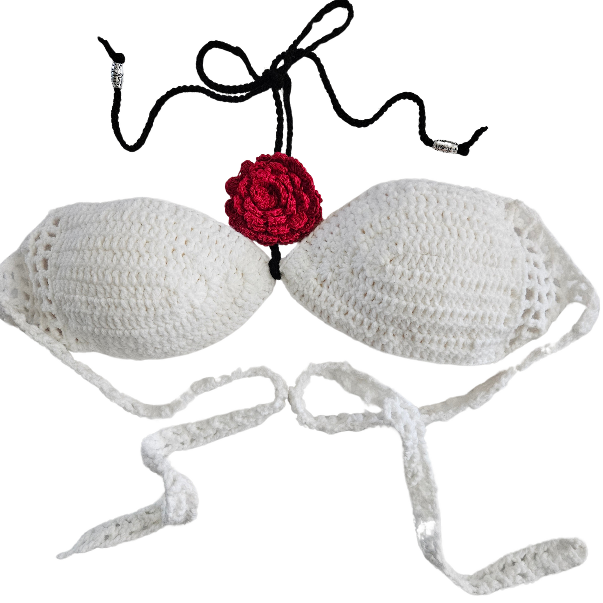 White Radiant Bloom Crochet Bandeau Top Front image