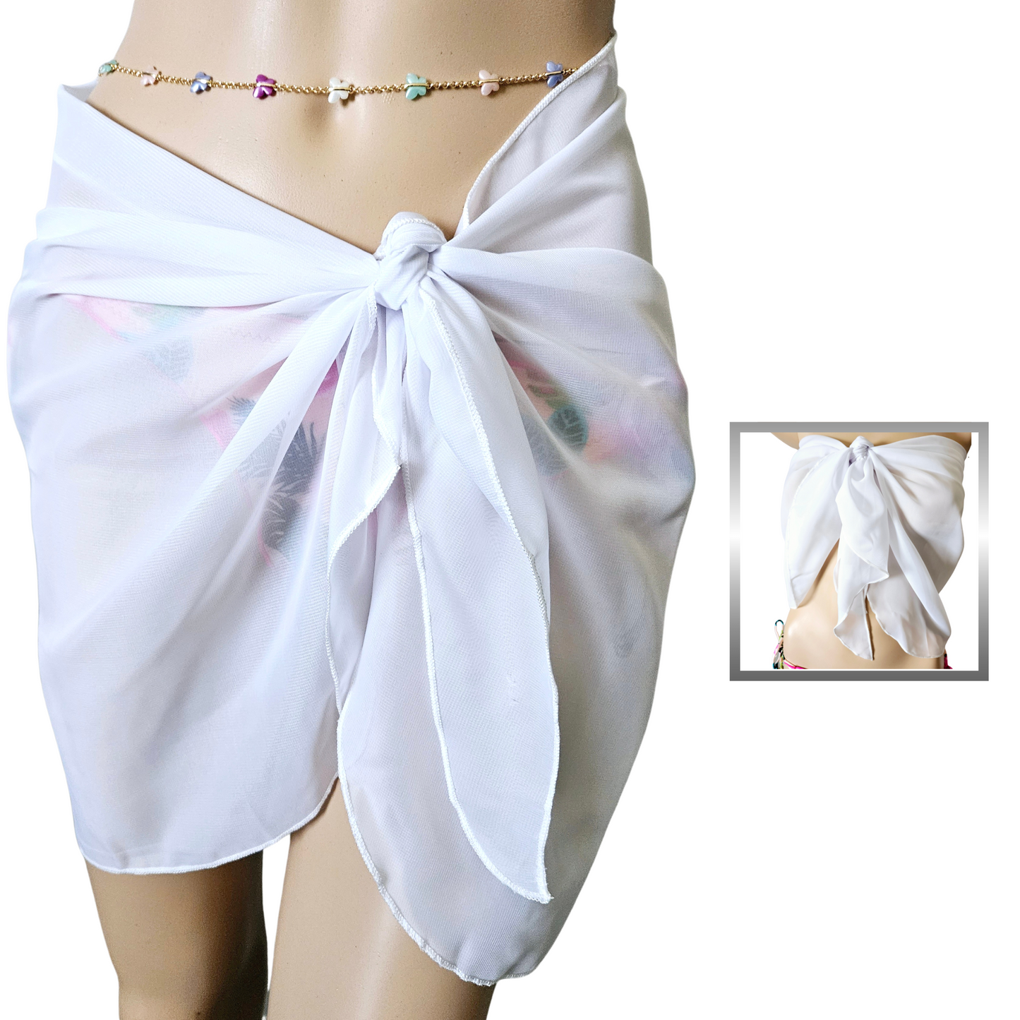 White Women's Swimsuit Cover Up Sarong Cover-Ups Wrap Skirt