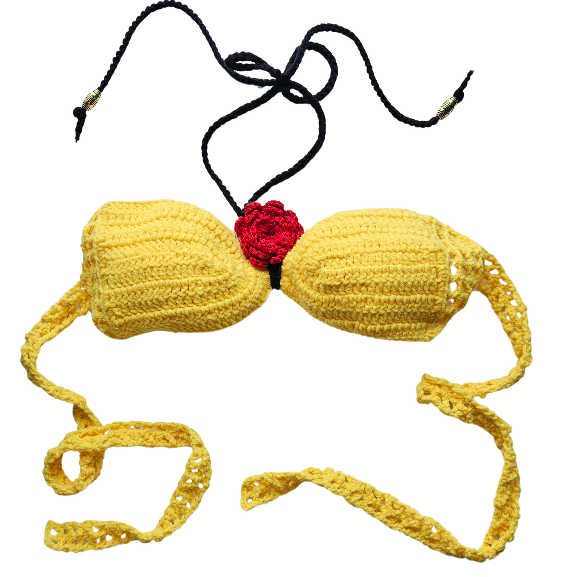 Yellow Radiant Bloom Crochet Bandeau Top Front