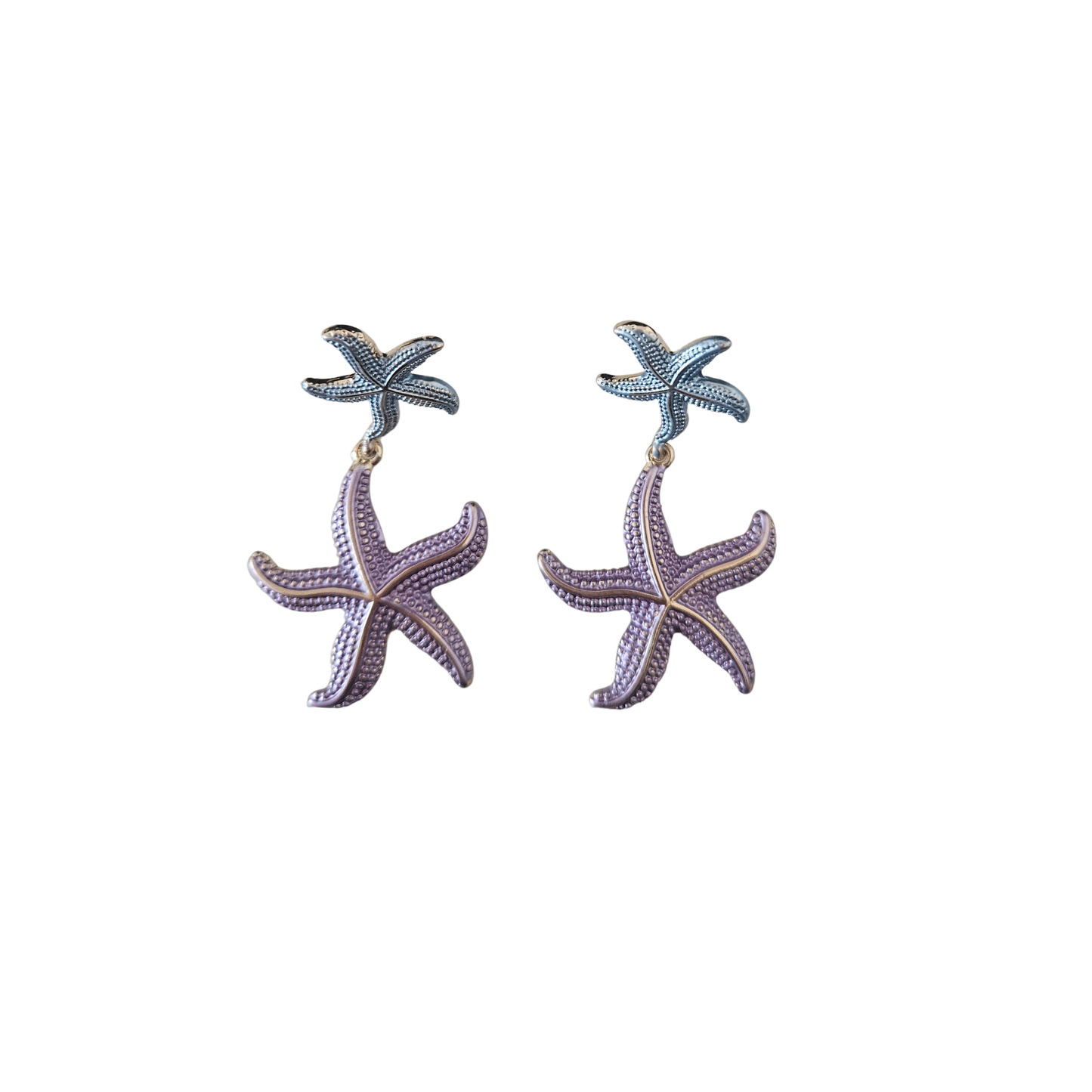 Starfish-shaped earrings on a white background