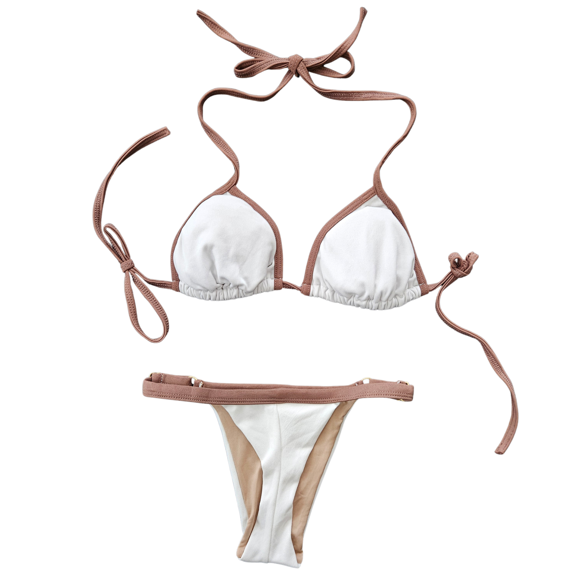 White and nude Brazilian string bikini by Rita Rosa Beachwear