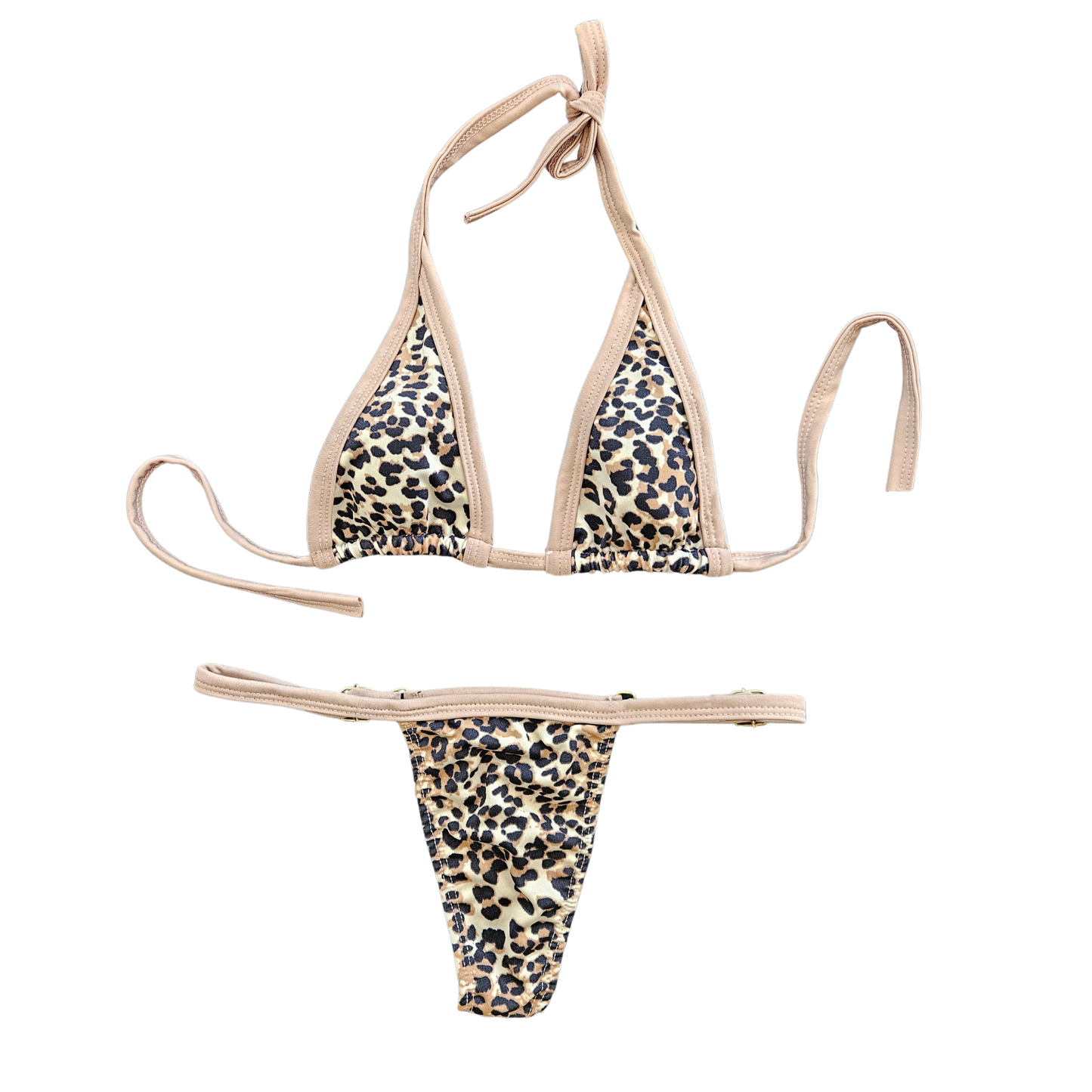 Rita Rosa leopard print Brazilian triangle bikini front view with animal print design