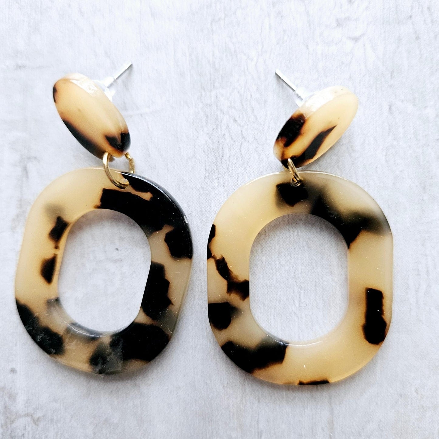 Leopard Print Geometry Drop Earrings