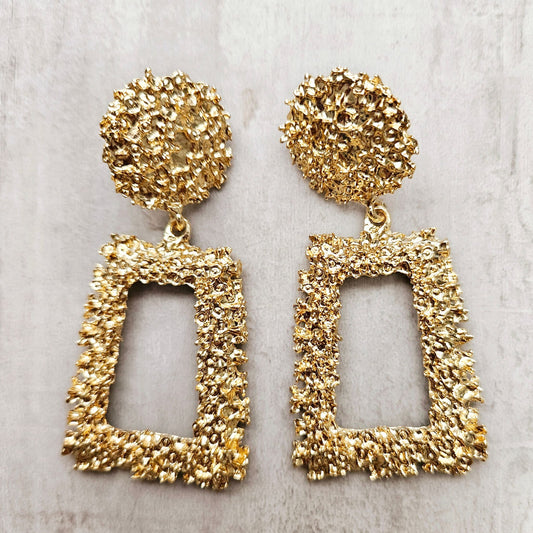 Gold Textured Extravaganza Earrings