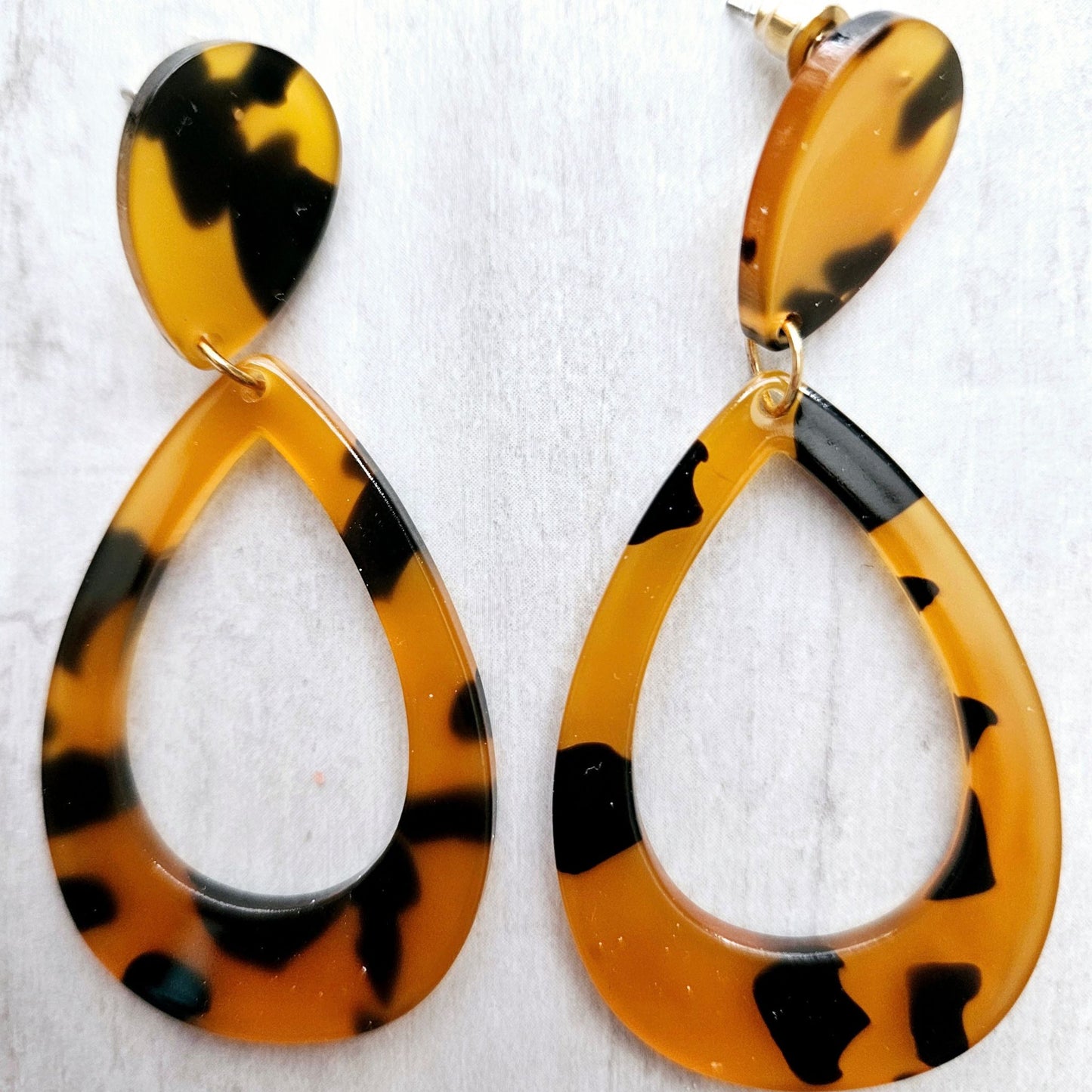 Leopard Print Oval Drop Earrings