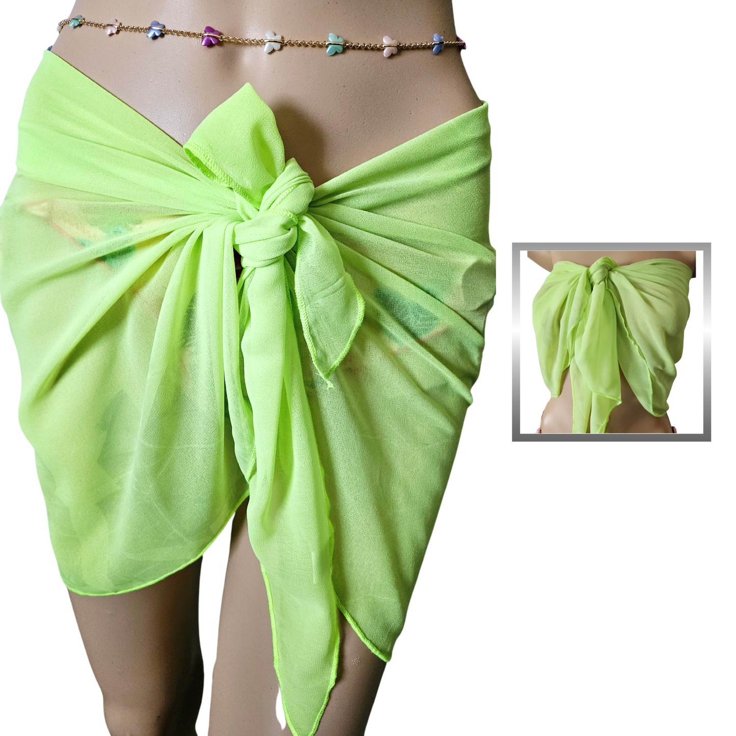Fluorescent Green Women's Swimsuit Cover Up Sarong Cover-Ups Wrap Skirt