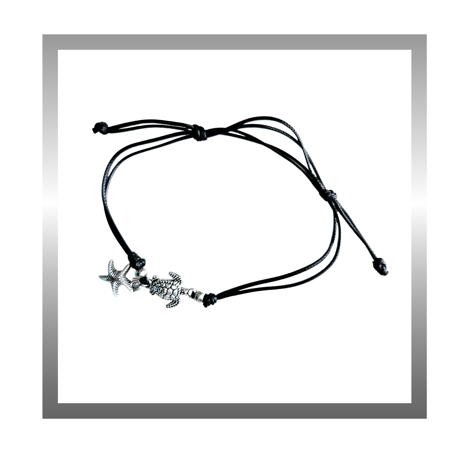 Starfish & Turtle Charms Accent Anklet
