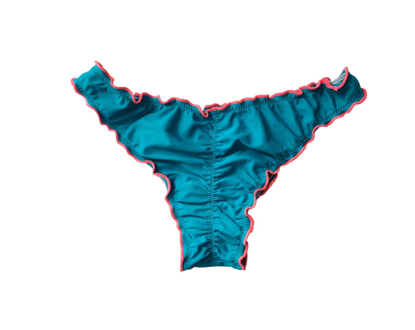Ruffled Teal Thong Bikini Set
